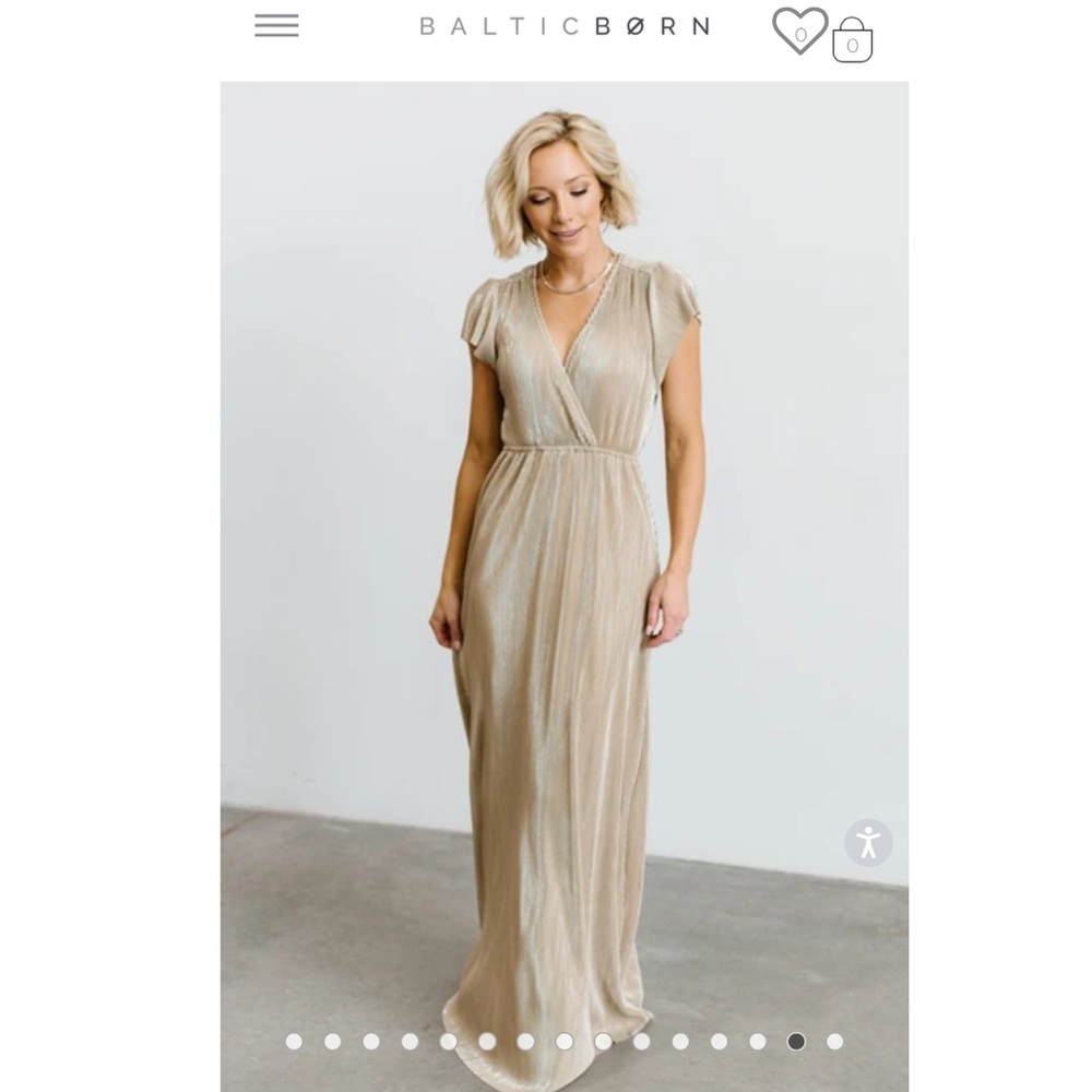 Baltic Born Athena pleated maxi dress Gold